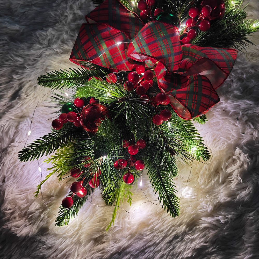 2023 Christmas stairs Garland stairs decoration teardrop swag upside down Christmas Nordic home hanging ornament _voghion.com