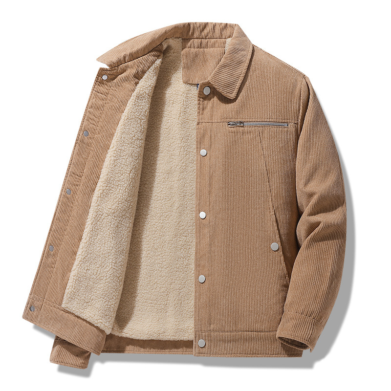 Cross-border warm cotton-padded coat men's new corduroy cotton-padded coat thickened coat lambswool fleece-lined jacket fleece-lined winter clothing