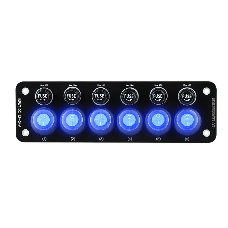RV ship yacht car load modification replaceable fuse 6 switch combination panel accessories installation