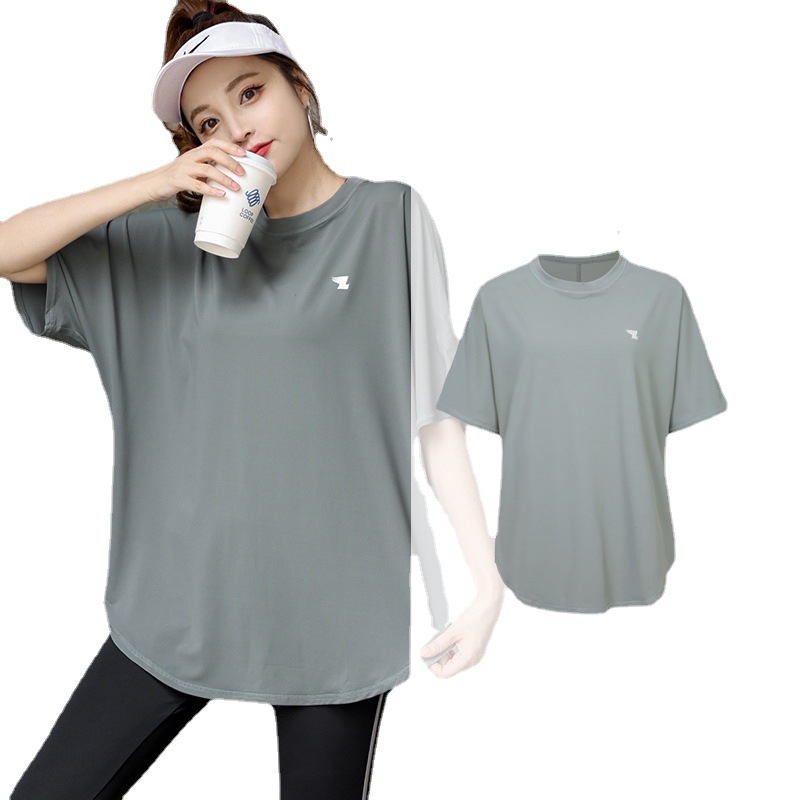 New Yoga Sports Fitness Short-sleeved Solid Color Women's T-shirt Top Women's Comfortable Breathable Large Size Outdoor Running