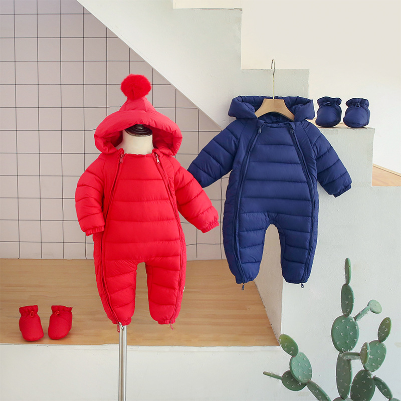 Baby Clothes Newborn Children's One-piece Ha-ha Clothes Baby's Autumn and Winter Thickened Climbing Clothes Warm Down Cotton Holding Clothes