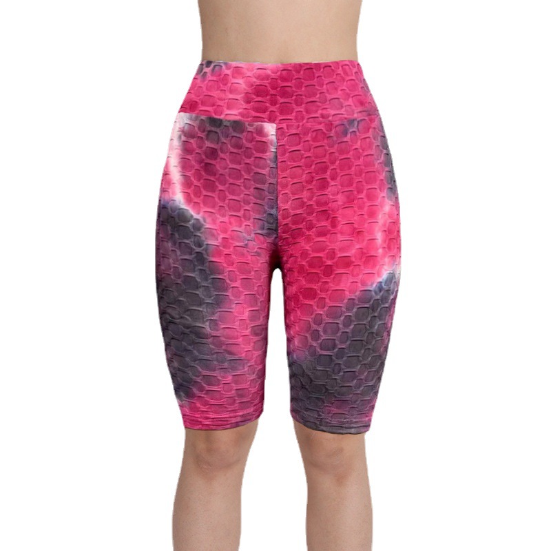 Amazon European and American Ink Jacquard Tie-Dye Bubble Shorts Yoga Pants Fitness Sports Pants Women's Tight