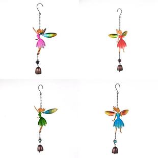 Wrought iron color three-dimensional Angel bell hanging decoration window glass painted elf wind chime decoration manufacturers wholesale
