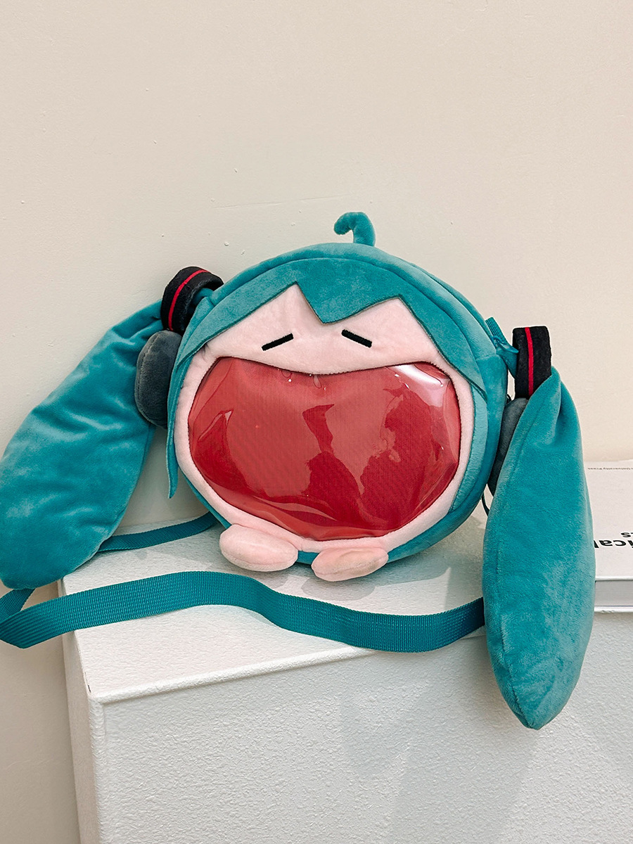 新款初音未來miku單肩包可愛卡通毛絨斜挎包搞怪軟妹包包廠家直銷