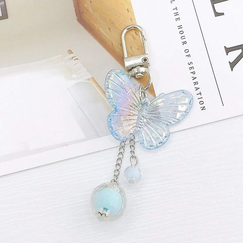 New Laser Butterfly Keychain Girl Heart School Bag Pendant airpods Protective Hanging Women