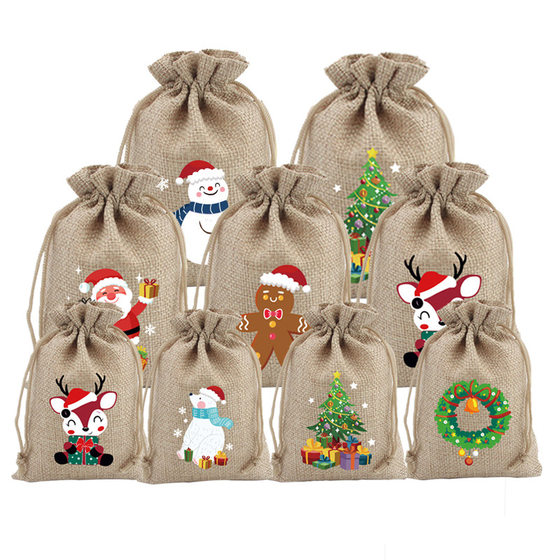 New cross-border hot sale Christmas gift packaging Christmas tree candy snack bag drawstring small bag in stock