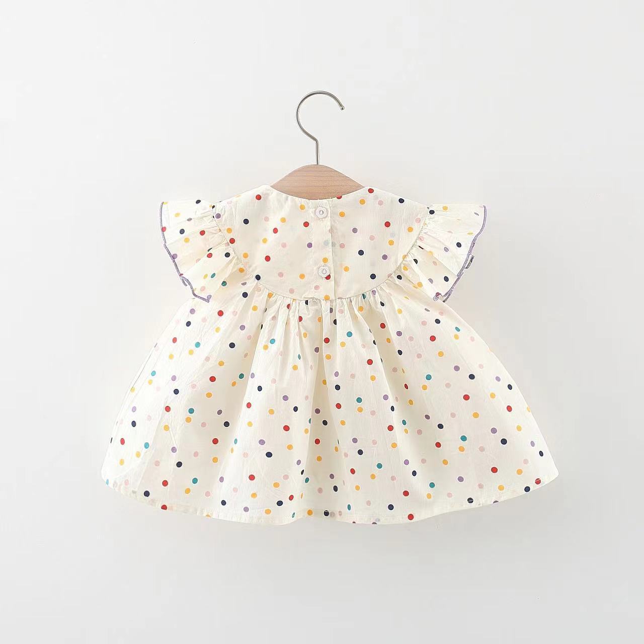 Children's clothing wholesale princess dress 1551 summer new girls full of dots collar embroidered dress