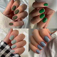 Ношение коротких однотонных ногтей оптом кусочки нейл-арта готовые изделия съемные высококачественные носящие готовые изделия для нейл-арта