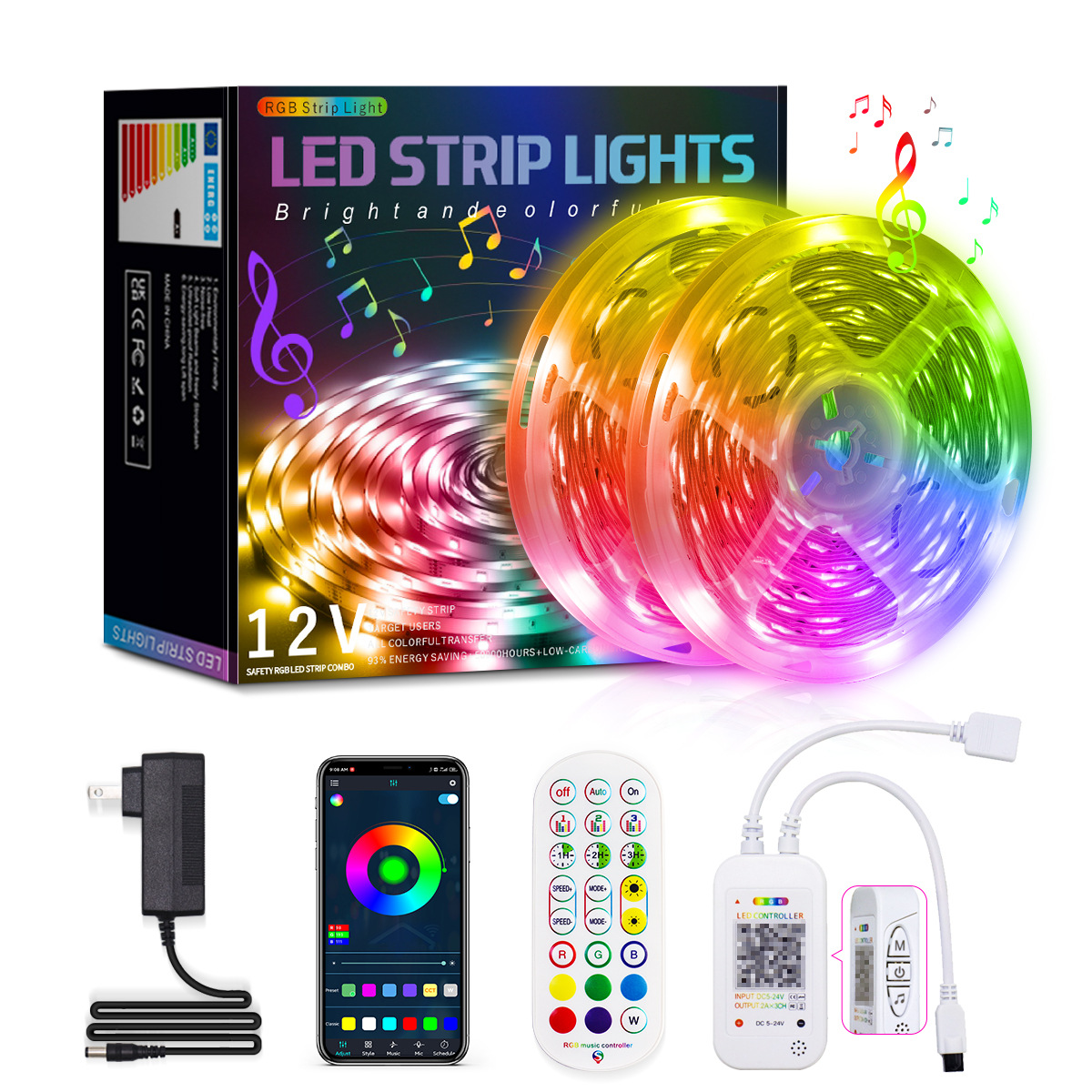Cross-border spot KESHU ledrgb5050 Bluetooth music colorful set bare board smart appLED light strip