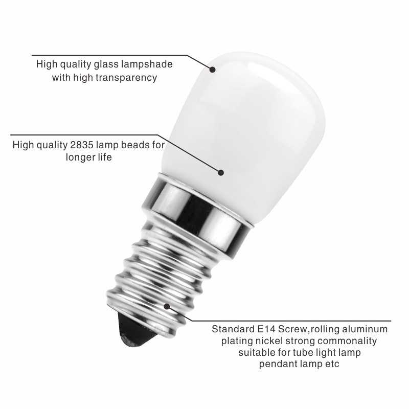 LED refrigerator lamp E14 lamp bead 3W E12 E 17 220V high pressure lamp highlight SMD lamp bead corn lamp