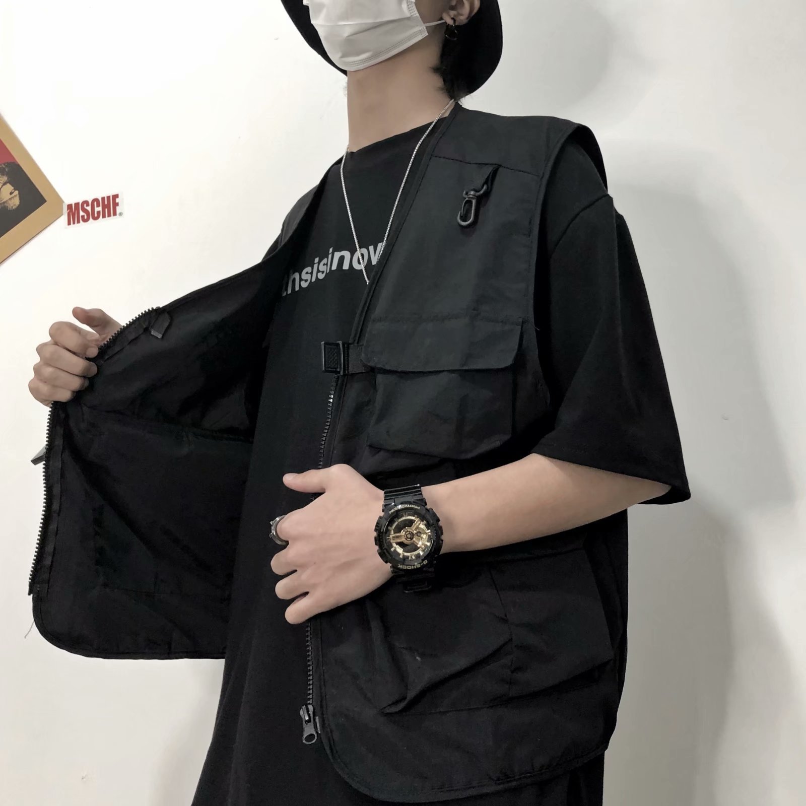 Men's Vest New 2020 Summer Hong Kong Style Loose Casual Men's Fashionable Large Size Vest Vest