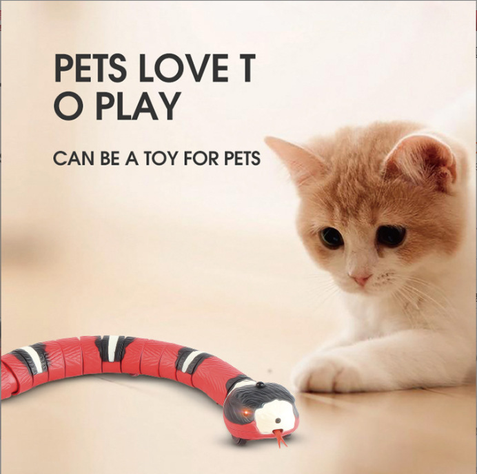 Remote control electric induction snake trick scary pet cat snake toy intelligent induction obstacle avoidance silver ring snake