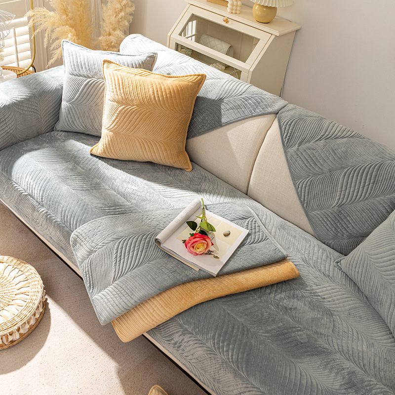 Plush sofa cushion winter thickened non-slip sofa cover cloth all-inclusive sofa cover anti-cat claw cushion manufacturers wholesale