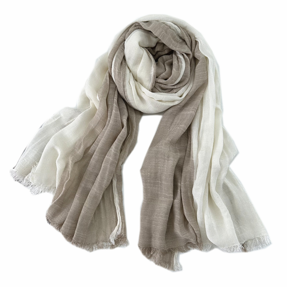 Cross-border Autumn and Winter New Cotton and Linen Scarf Women's Silk Scarf Color-matching European, American, Japanese and Korean Style Plain Mori Women's Foreign Trade Scarf
