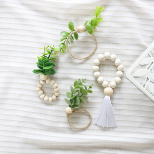 Handmade artificial green plant leaf napkin buckle restaurant forest napkin ring hotel table simple hemp rope mouth cloth ring