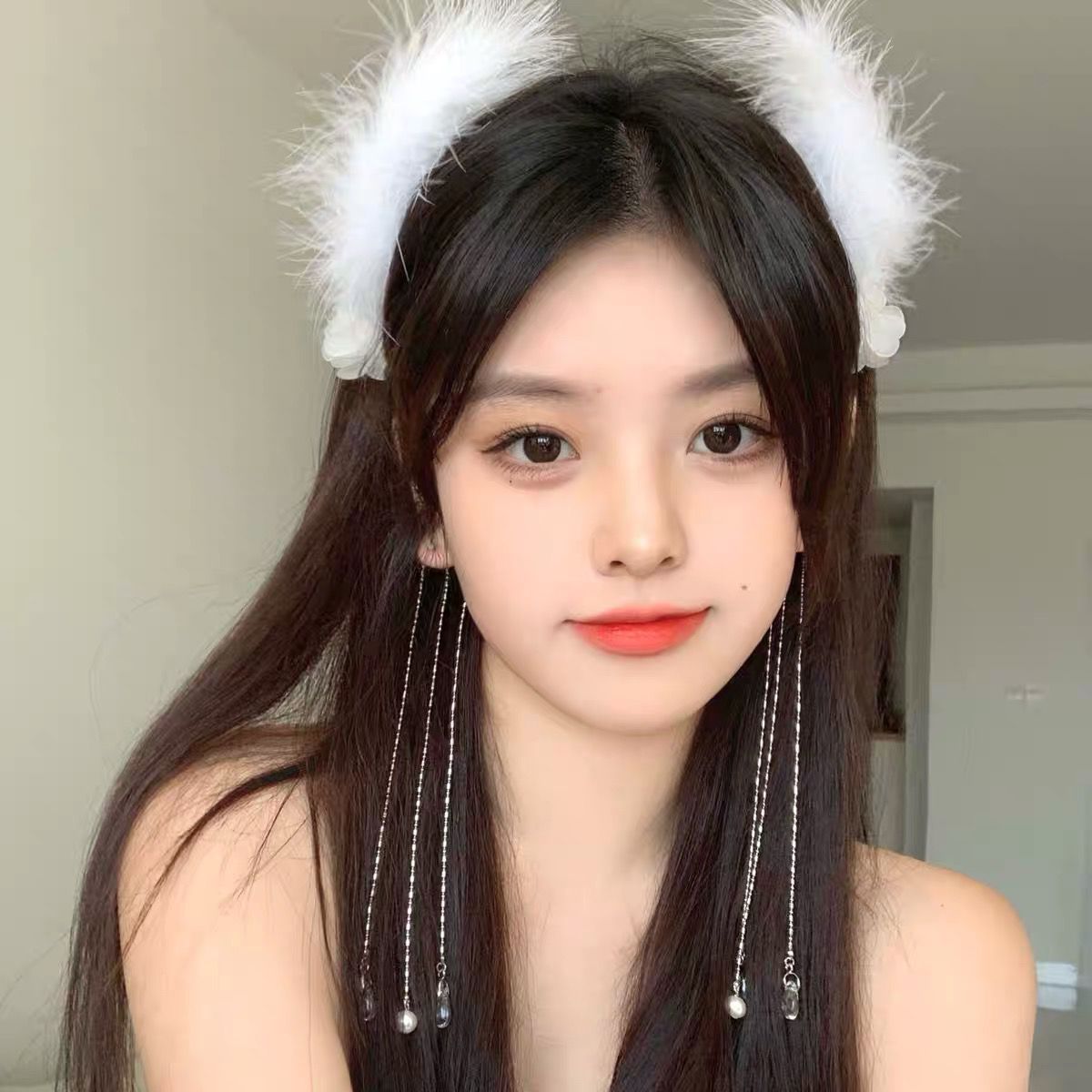 自帶仙美濾鏡 羽毛流蘇耳墜發箍超仙氣質拍照髮飾吸晴仙女頭箍
