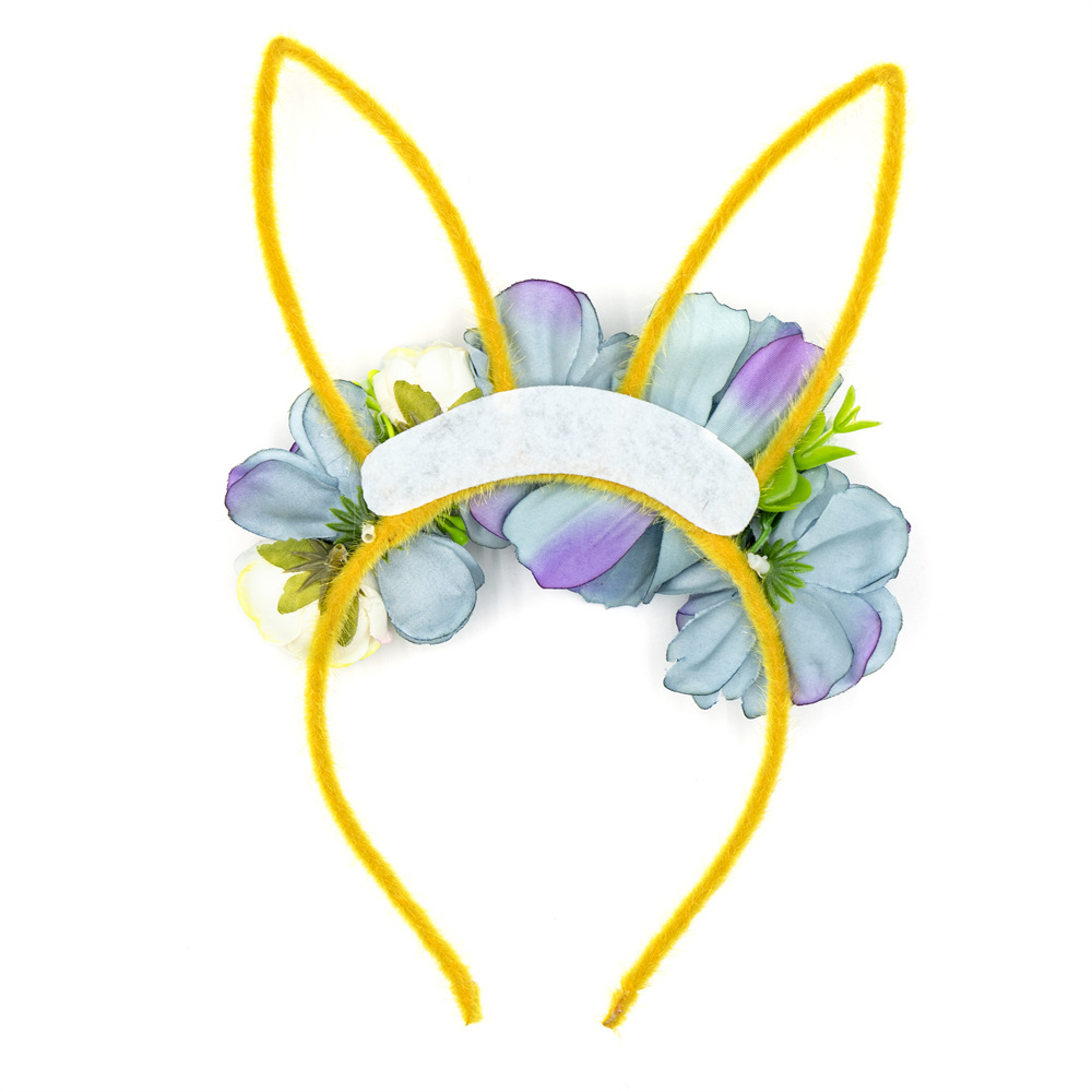 European and American Flower Children Hair Band Cross Border Cute Rabbit Ears Party Headband Women Easter Hair Band Dress Up