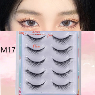 Factory direct supply cross-border natural long cross thick Japanese 3d sharpened transparent stem moon curved false eyelashes