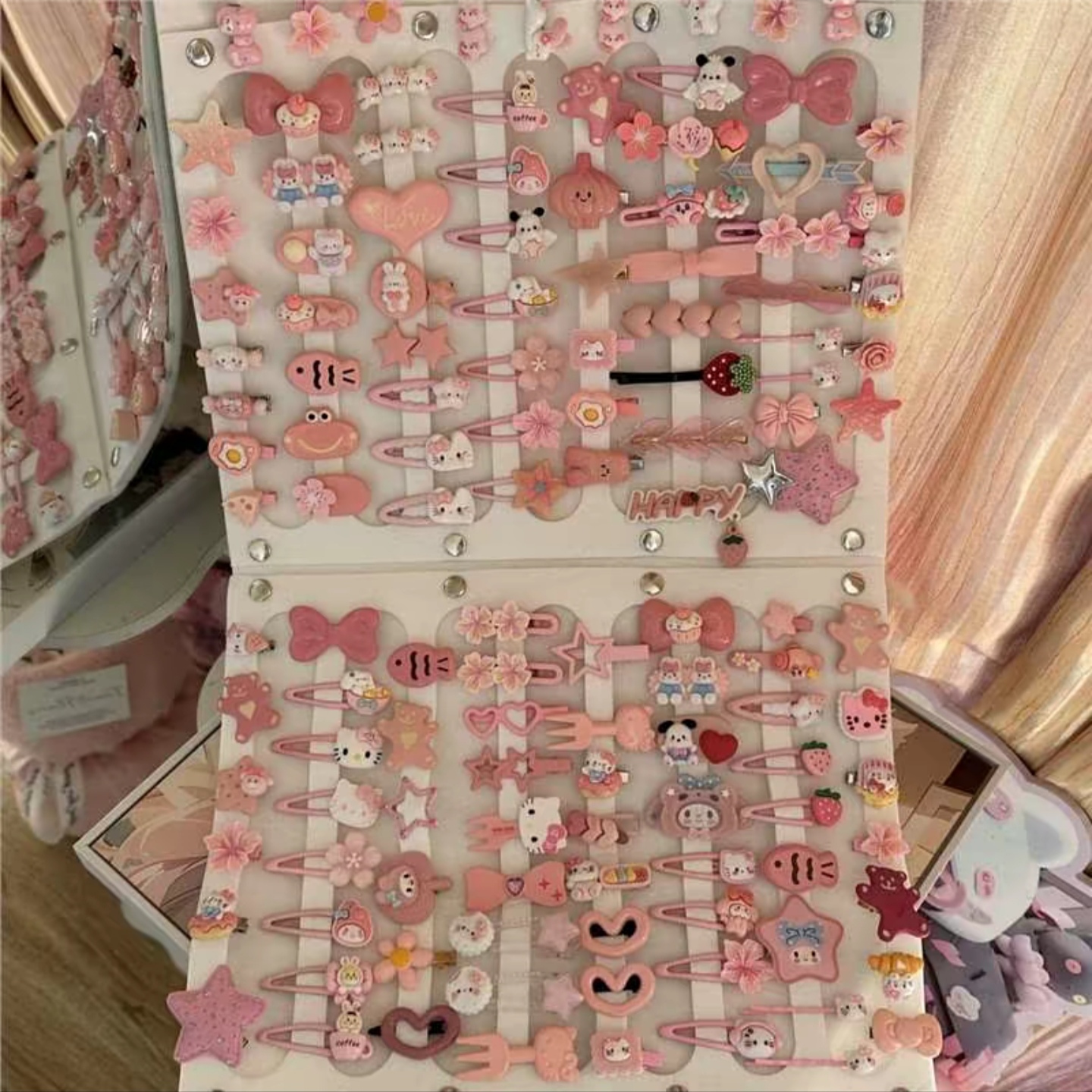 Pink Hairpin 50 Pack Cute Hairpin suit Sweet Girl Heart Bangs Clip Japanese Cartoon Headwear Clip