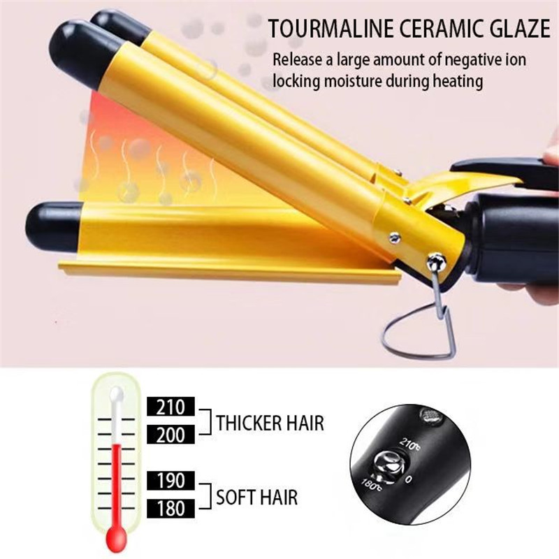 22 25mm hair curling iron three-tube curling iron water ripple hair salon egg roll electric splint hair iron