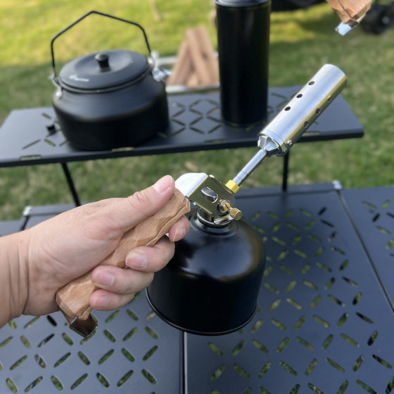 COOLCAMP outdoor camping fire gun with wooden handle folding portable spray gun windproof Flame Gun Point Carbon Fire Tool