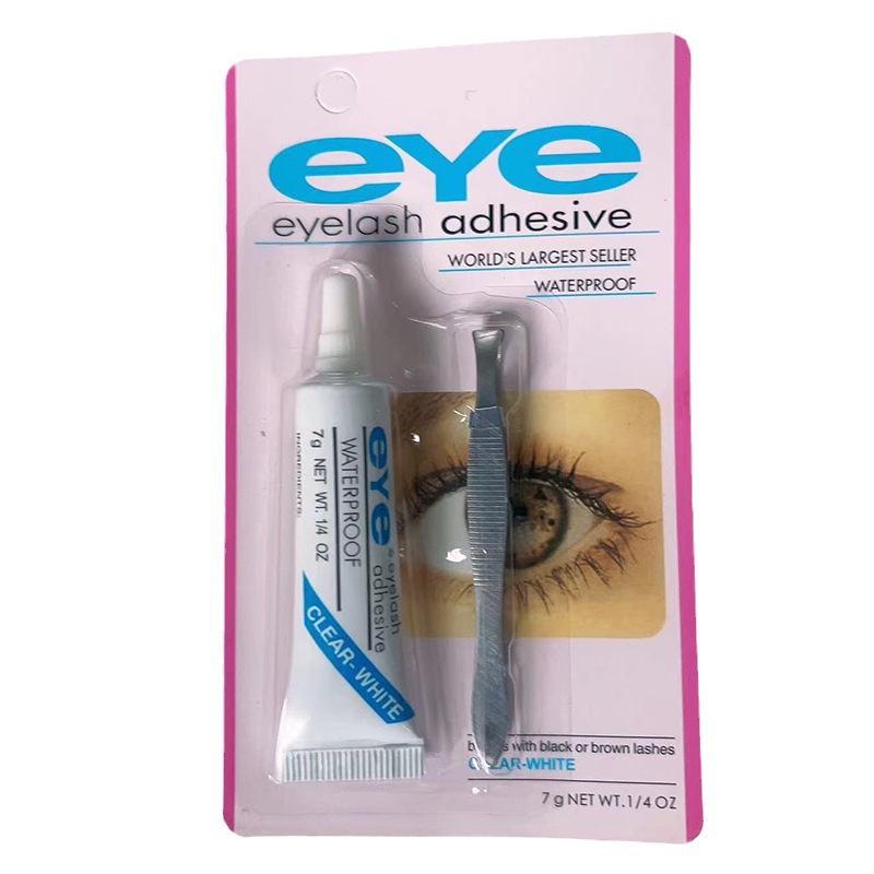 Factory wholesale eye anti-freezing false eyelash glue 7G disposable seamless quick-drying eyelash glue with tweezers