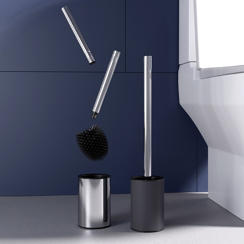 New toilet toilet stainless steel soft rubber wool-planting toilet brush set base anti-leakage no dead angle cleaning brush
