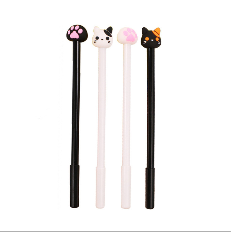 Korean creative fountain pen cartoon cute cat cat claw neutral pen primary school stationery black sign pen