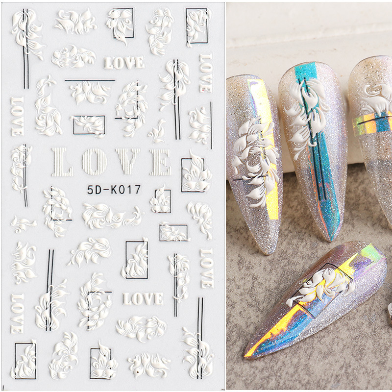 Internet Celebrity Light Luxury 5D Embossed Bump Stereo Nail Art Decal Fashion Piece Butterfly Flower Nail Sticker Jewelry