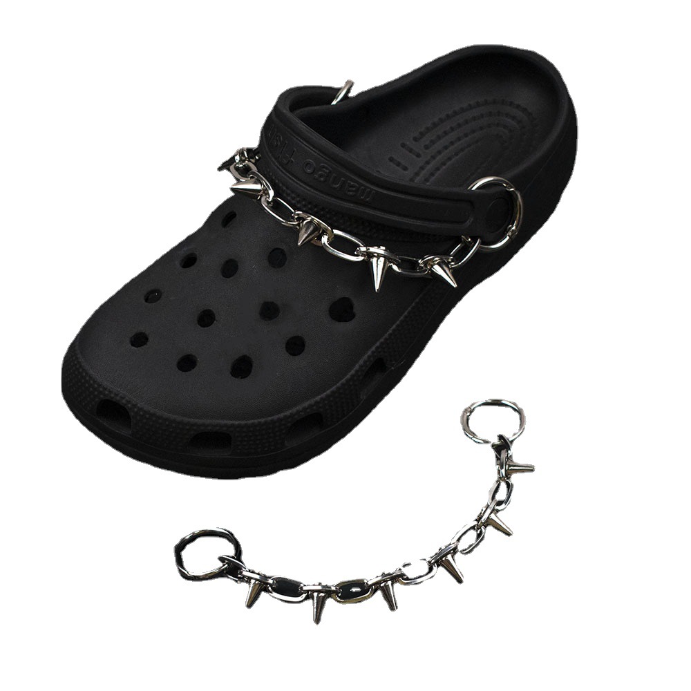 Platinum Cross-border New Hole Shoes Metal Shoe Chain Personalized Rivet Chain Shoe Flower Shoe Buckle Punk Style Removable
