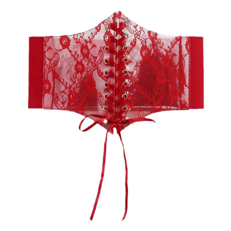 Fashion Wide Lace Waist Cover Women's All-match dress Top Decorative Belt Silk Elastic Waist Cover
