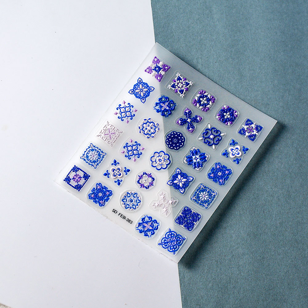 Net red nail stickers Bohemian style Moroccan National style 5D relief nail stickers manufacturers wholesale