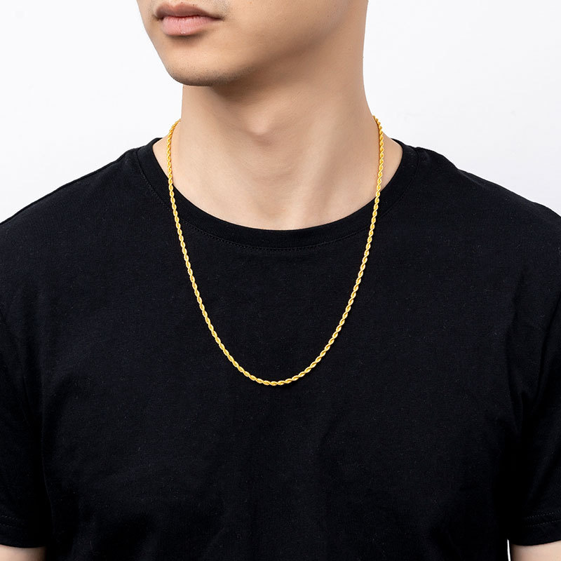 Cross-border European and American Personality Men's Necklace 3MM Twist Chain Hip Hop Trendy Chain Necklace Foreign Trade Twist Rope Chain