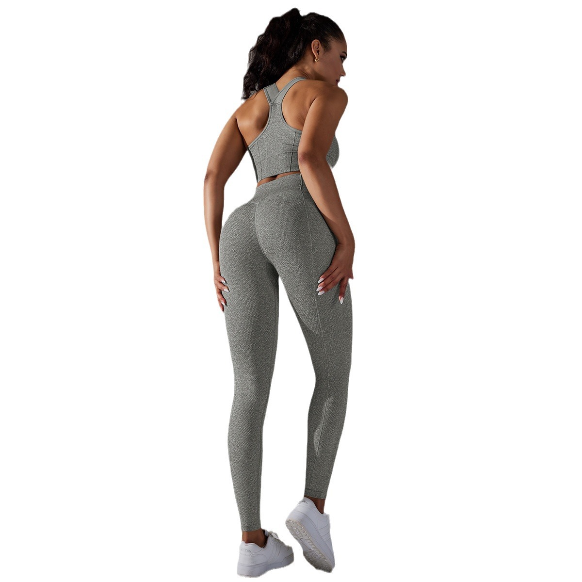 European and American Amazon seamless knitted golf dot jacquard high waist hip lifting tight yoga pants running fitness pants