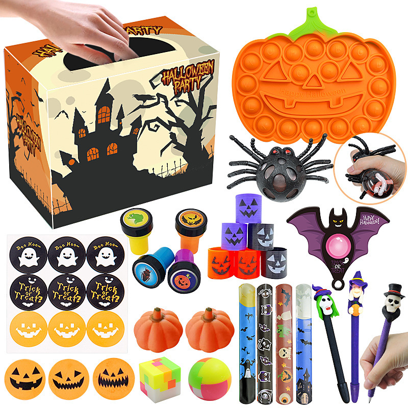 New Halloween Decompression Toy Set Pumpkin Rat-killing Pioneer Bat Bubble Countdown Calendar Blind Box