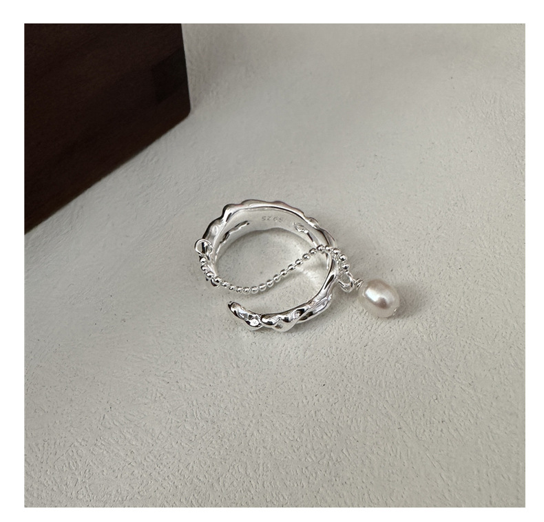 Anello in argento sterling S925 con perla alla moda, design di nicchia, anello retrò IN vento_voghion.com