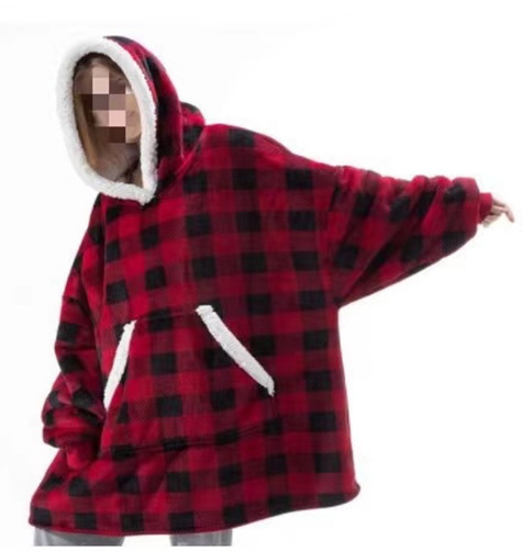 Lazy Pullover Pajamas Warm Clothes Lambskin TV Blanket Hoodie Cold-proof Warm Nightgown Home Clothes