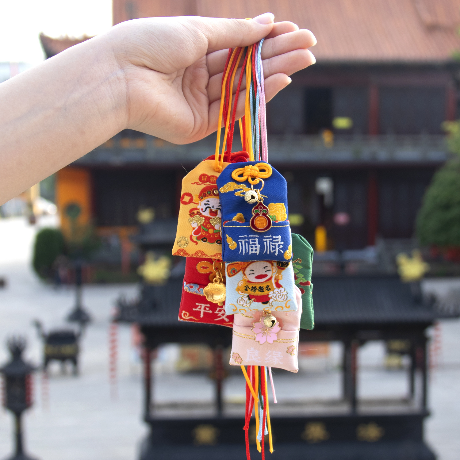 Putuo Mountain blessing sachet safety lucky bag amulet car pendant Scenic Area wish multi-gold blessing healthy sachet