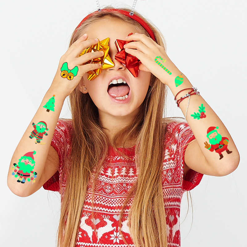 New in stock Hot Selling Luminous Christmas Tattoo Sticker Holiday Party Window Glass Christmas Gift Decoration Sticker