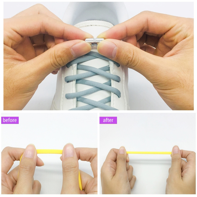 Lazy shoelace buckle set metal polyester shoelace free shoelace metal buckle capsule buckle round rope wholesale