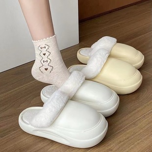 Waterproof removable cotton slippers for women's outer wear home couple non-slip toe shoes warm woolen cotton shoes men's wholesale