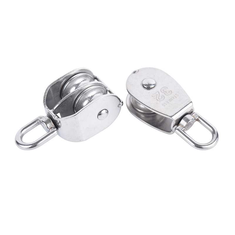 304 stainless steel pulley single and double pulley lifting pulley wire rope traction pulley stainless steel ring Crown block