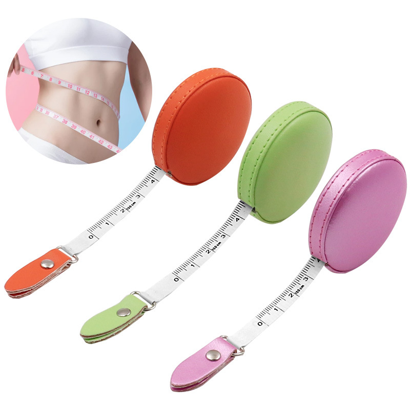 Macaron Color Mini Маленькая рулетка Кожаная круглая рулетка Портативная трехкомпонентная Талия Бюст Мягкая линейка Одежда Рулетка
