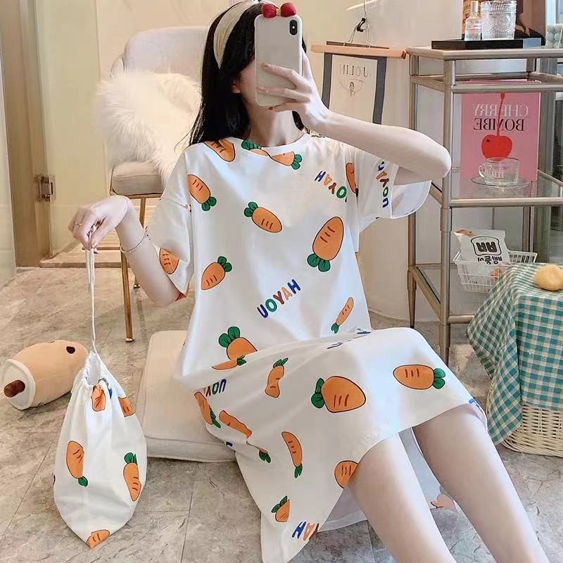 Pajamas Women's Summer Korean-style ins Spring and Autumn Student Home Clothes Cute Thin Short-sleeved Loose Pregnant Women's Pajamas Summer