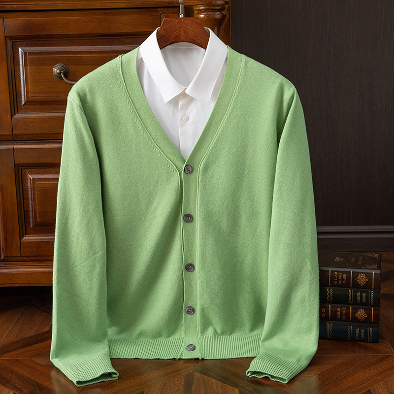 Classic V-neck cardigan men's sweater loose Korean style trendy all-match sweater coat top cardigan