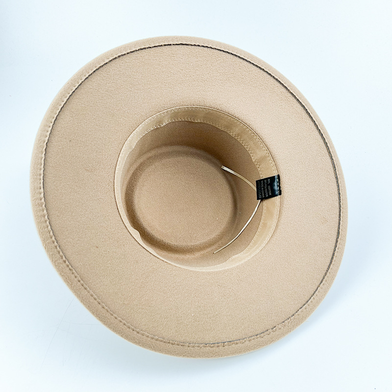 European and American British style solid color large brim flat hat French fashion jazz flat woolen hat autumn and winter felt hat