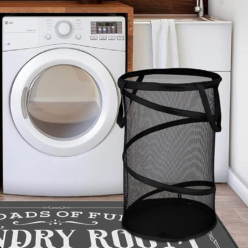 Dirty Clothes Storage Basket Cylindrical Dirty Clothes Basket Mesh Storage Clothes Storage Basket Household Large Laundry Basket Dirty Clothes Basket