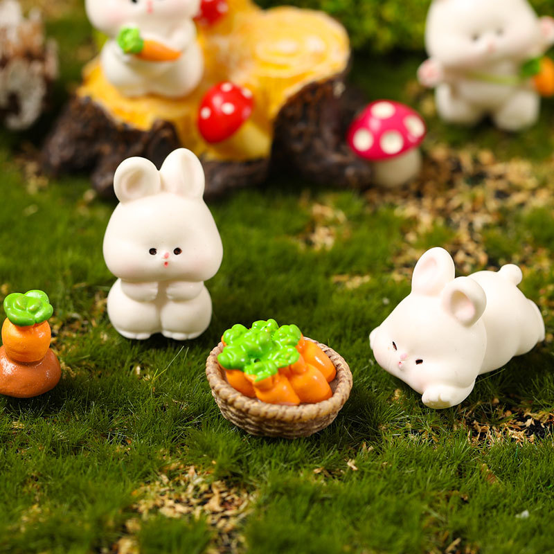 Micro landscape cute animal cartoon bunny carrot room cute rabbit gardening resin jewelry accessories rabbit year decoration