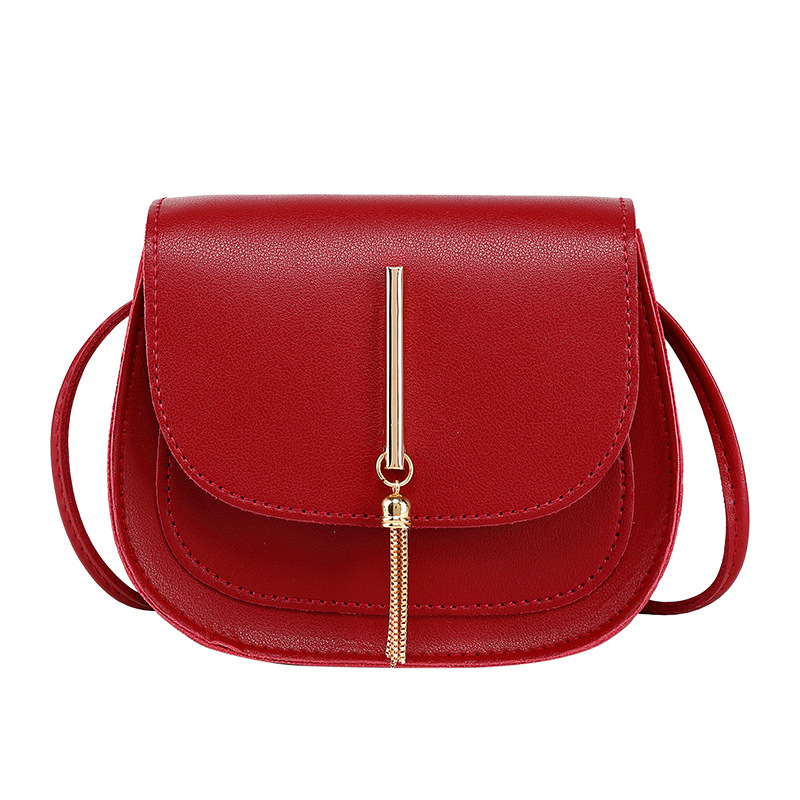 Women's bag 2020 new golden tassel double-layer semicircle single shoulder saddle bag fashion casual mobile phone bag small bag fashion