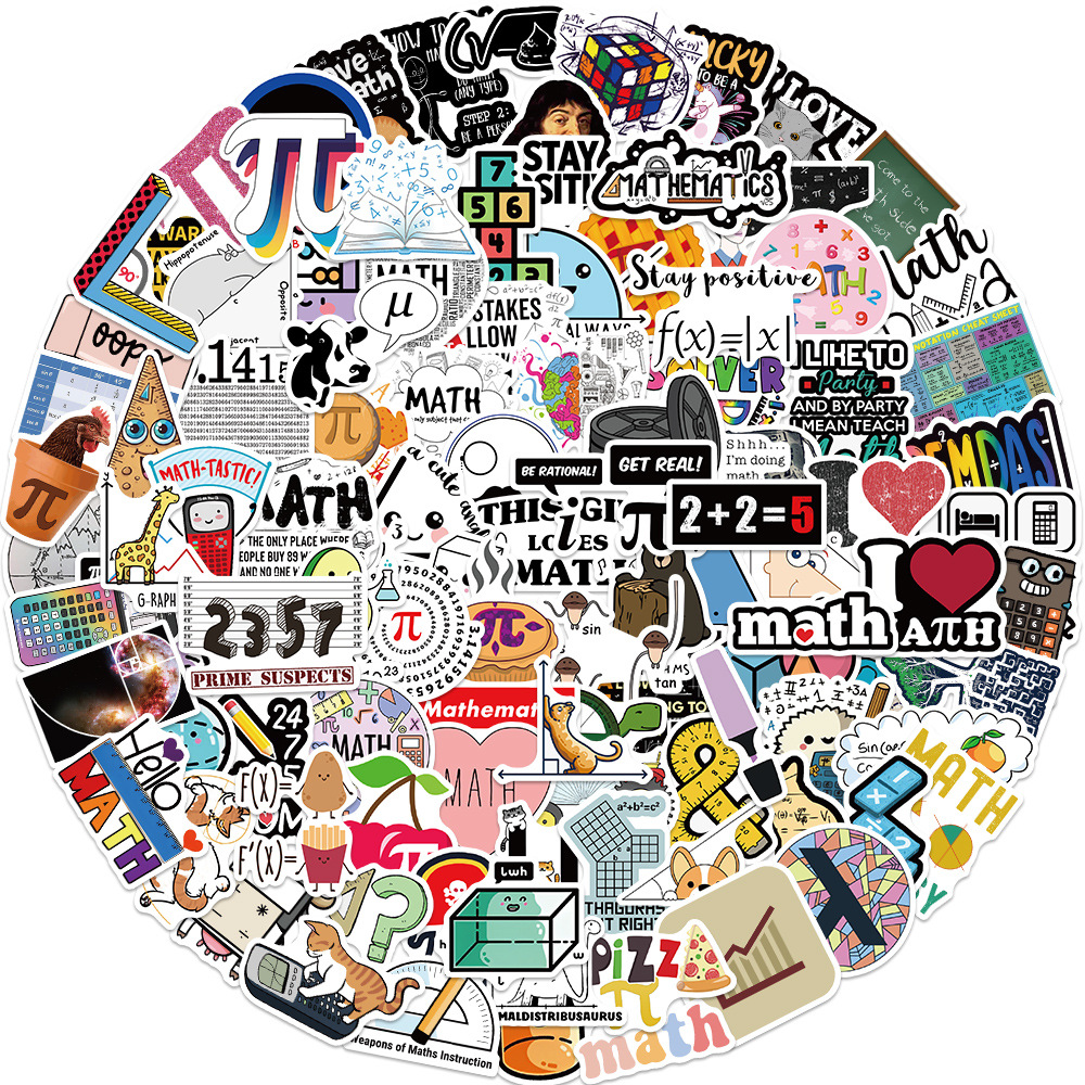 108 cartoon math graffiti stickers decorative guitar notebook luggage DIY waterproof cross-border wholesale
